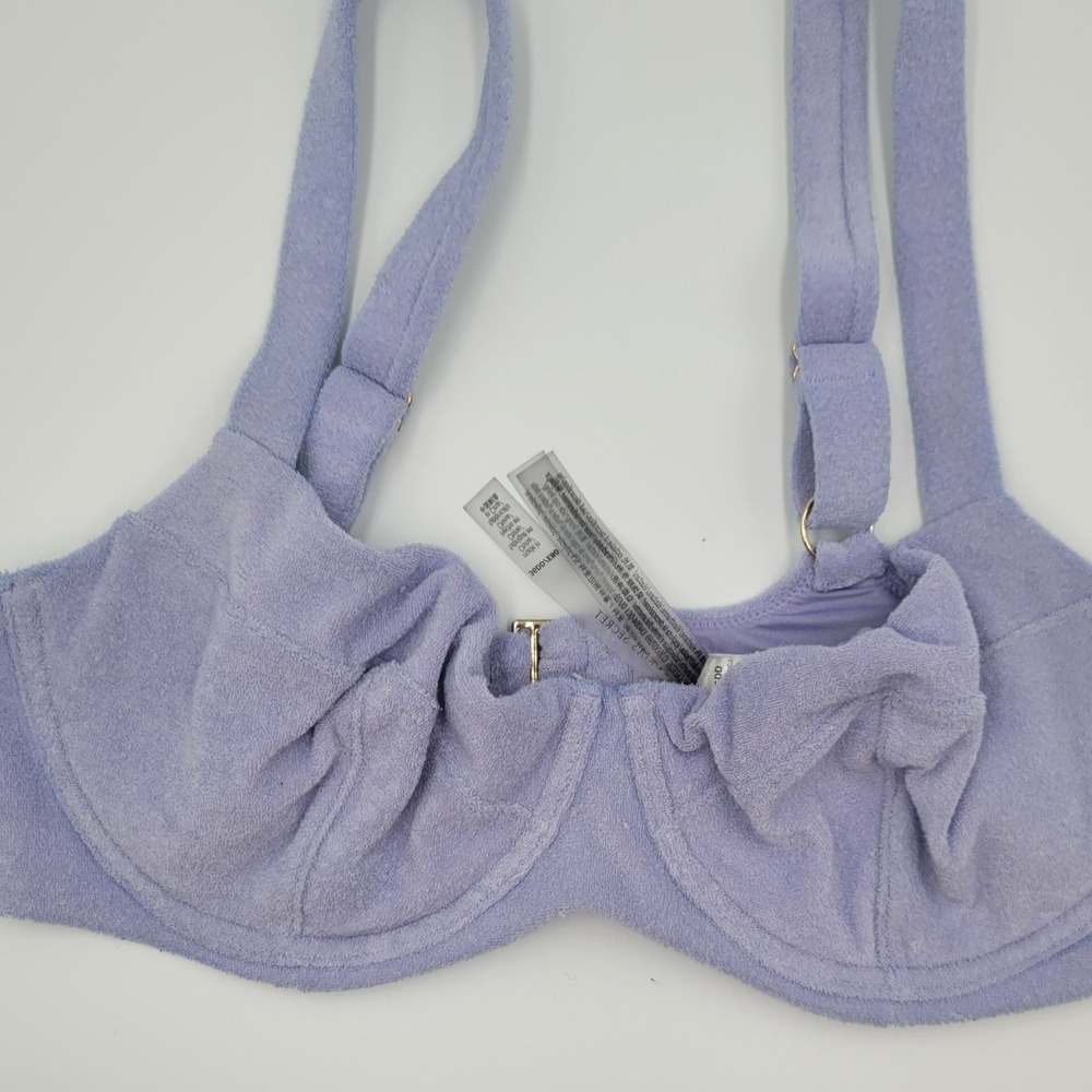 Victoria's Secret Periwinkle Terry Cloth Underwire Bikini Top 36DD Lilac